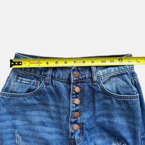 Vibrant M.I.U. High Rise Wide Leg Distressed Jeans Blue Juniors Sz 7 boho Grunge - Picture 5 of 16